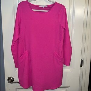 Sz L Collective concepts bright pink shift dress worn once has pockets & slip